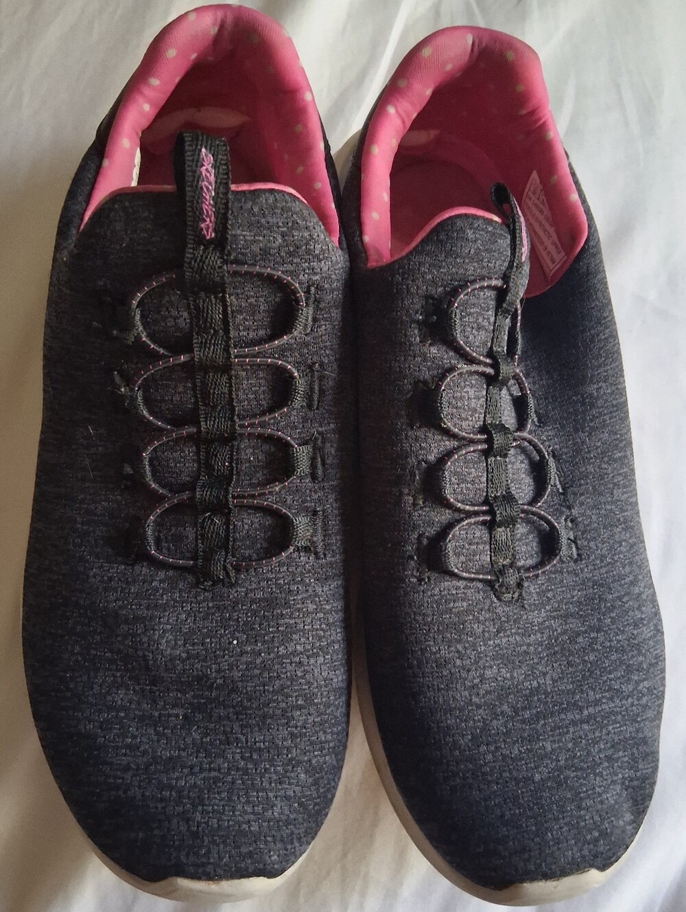 Skechers Ultra Flex 2.0 Gray Pink Bungee Memory Foam Comfort Sneakers Size 9